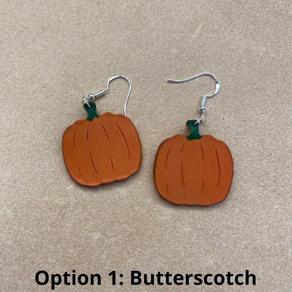 Leather Pumpkin Earrings! - Picture 2 of 6